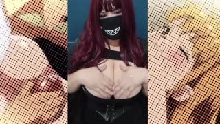 Chubby Goth Redhead Milf Worships Massive Natural Tits with Giant Dildo