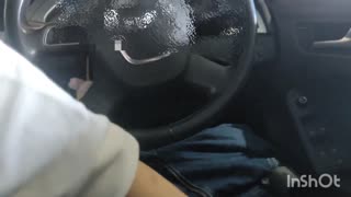 Amateur surrender in parked car, intimate duo exploring desires