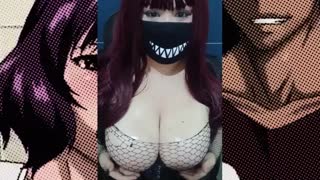 Hentai tits IRL Ivy plays with small and big dildo