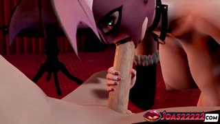 Succubus Morrigan de Halloween dă muie sloppy cu țâțe mari latex roz hentai