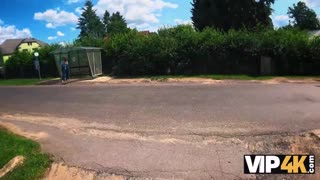 vip4k. tattooed babe flashes pierced natural tits then stranger fucks her