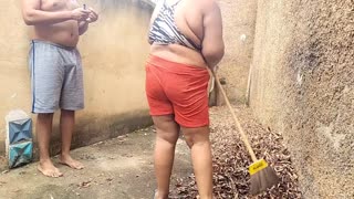 the horny housewife takes hard pounding in backyard as neighbors watch every thrust