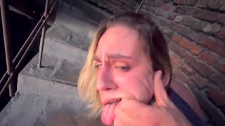 Listen to this slut beg during my rough fuck on the dorm stairs!