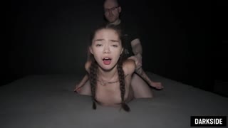 skinny asian soaked in cum from three guys' rough pounding