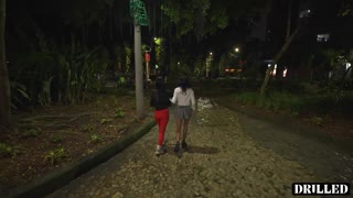 公園で拾った小柄ラテンアナルビッチを乱暴3Pに引きずり込み！