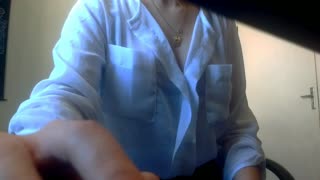 Sexy Secretary Reveals No Panties Under Mini Skirt, Removes Bra, Fingers Tight Pussy