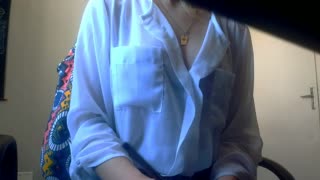 Sexy Secretary Reveals No Panties Under Mini Skirt, Removes Bra, Fingers Tight Pussy