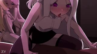 blue archive sensei threesome with deepthroat and creampie