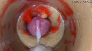 closeup pov camera buried in tight pussy explodes with massive creampie cumload