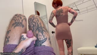 Milf Assists Guy with Risky Fuck in Mall Changing Room