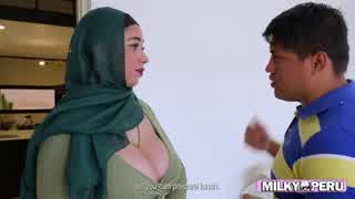 Can busty hijab maid handle two peruvian bosses pounding her hard?