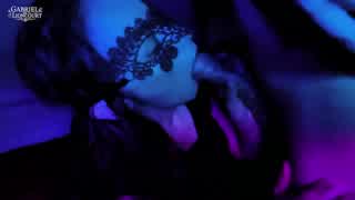 first time masked goth petite 18+ with black hair and red lipstick gives sloppy deep throat blowjob homemade amateur