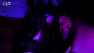 first time masked goth petite 18+ with black hair and red lipstick gives sloppy deep throat blowjob homemade amateur