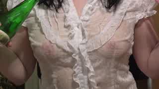 brunette teases her ass under short skirt with anal play till orgasm