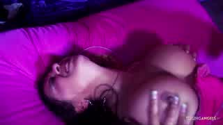 brunette milf leads foursome, sucking big cocks with fake tits before anal doggy and facials