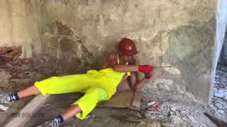 i felt so exposed as three workers railed my tight body at the site