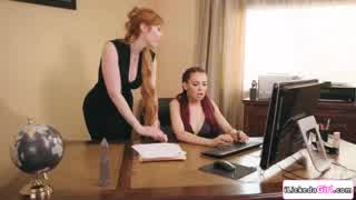 my petite redhead employee licks my pussy im her big titted lesbian boss