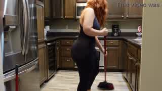 hired thick mute girl to clean apartment while shaking her huge curvy ass