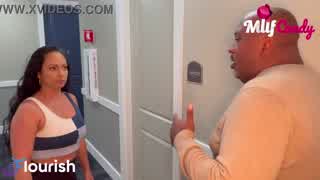 Nicole Parker rides the elevator with MrFlourish in MILFCandy's playful skit