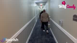 Nicole Parker rides the elevator with MrFlourish in MILFCandy's playful skit