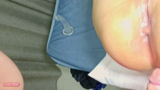 so nervous attempting to slide into her tight backdoor, barely making it