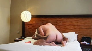 Sexy ebony MILF BlackSwan takes rough pounding in hotel room