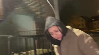 Street Woman Trades Cigarette for Public Flash and Piss Show
