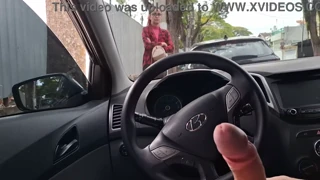 Risky Handjob Thrills Student on Public Street!