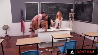 Devils Film Two Naughty Teachers Double Team Cute Student Madi Collins in Wild Threesome