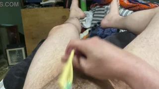 Me Stroking My Partied-Up Cock Stuffed with a Catheter
