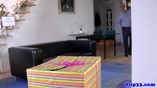 the amateur teen 18+ laps at the stockinged british milf's curves casually