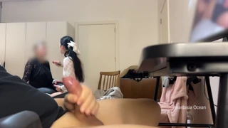 caught this mature babe watching porn and jerking off with me 😏