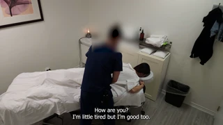 Oh man, this gorgeous Japanese waitress said no no no boyfriend but smiled big after pussy fuck massage