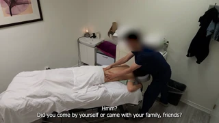 Oh man, this gorgeous Japanese waitress said no no no boyfriend but smiled big after pussy fuck massage
