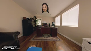 Skinny Brunette Violet Fucks Doggystyle on Table in Ripped Cosplay Uniform VR POV
