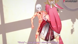 Yae Miko'nun Genshin Impact POV'da vahşi emme ve sikiş eylemi