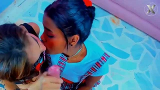 two latinas kneel and suck cock like pros - swallow it all!
