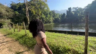 Ebony Goddess Gives Pussy In Public At Waterfall