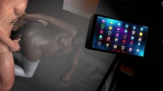جنس قاسي مع مؤخرة منحنية لربة منزل سوداء حامل 😈💦