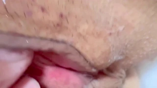 amateur shaved pussy closeup after 106 days of fucking