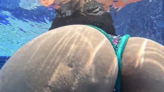 Sex in the Water with a Big Butter Caught Masturbating in the Pool