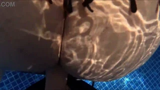 Sex in the Water with a Big Butter Caught Masturbating in the Pool