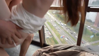 Public Balcony Bareback Fuck Real Orgasms Part 1