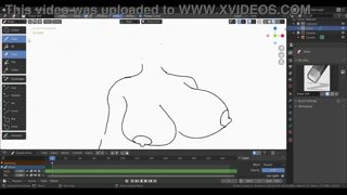 Render Blender Detail Karakter Hentai Ebony Susu Gede