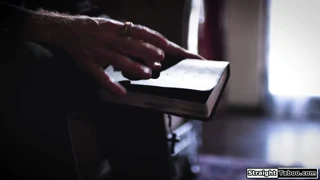 lesbian duo makes priest tongue their dripping pussies deep