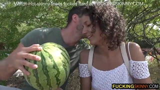 Skinny Curly Babe Feels Ecstasy Fucking Tight Pussy Outdoors