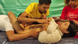 Cute beauties Shathi Khatun and rumpa akter join Hanif and Shapan Pramanik for wild interracial foursome group action