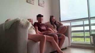 My Best Friend And Her Buddy Invite Me Over For Movie Night! They Crave Sharing Big Cocks!