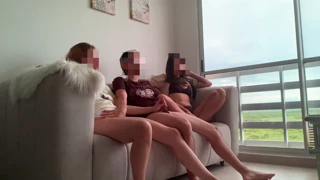 My Best Friend And Her Buddy Invite Me Over For Movie Night! They Crave Sharing Big Cocks!