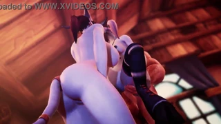 Azul es mejor en colas de Azeroth con threesome draenei que provoca deseos salvajes